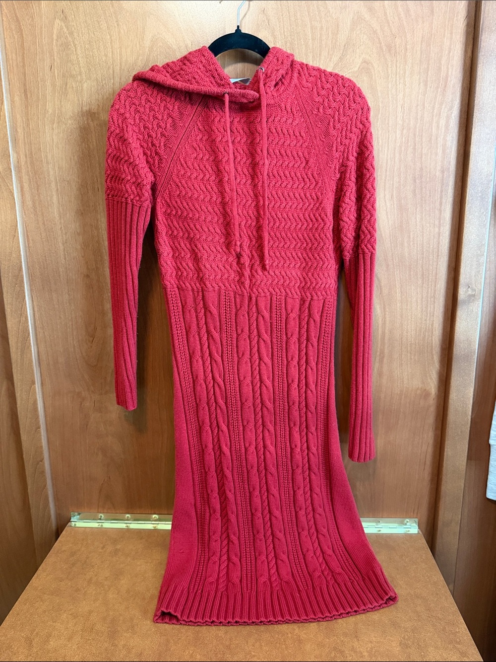 Athleta Red cable knit wool sweater dress M